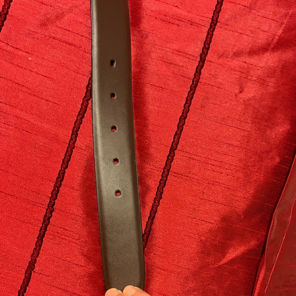 Duchamp Black Belt with Silver Buckle mens 42 waist leather - Picture 5 of 7